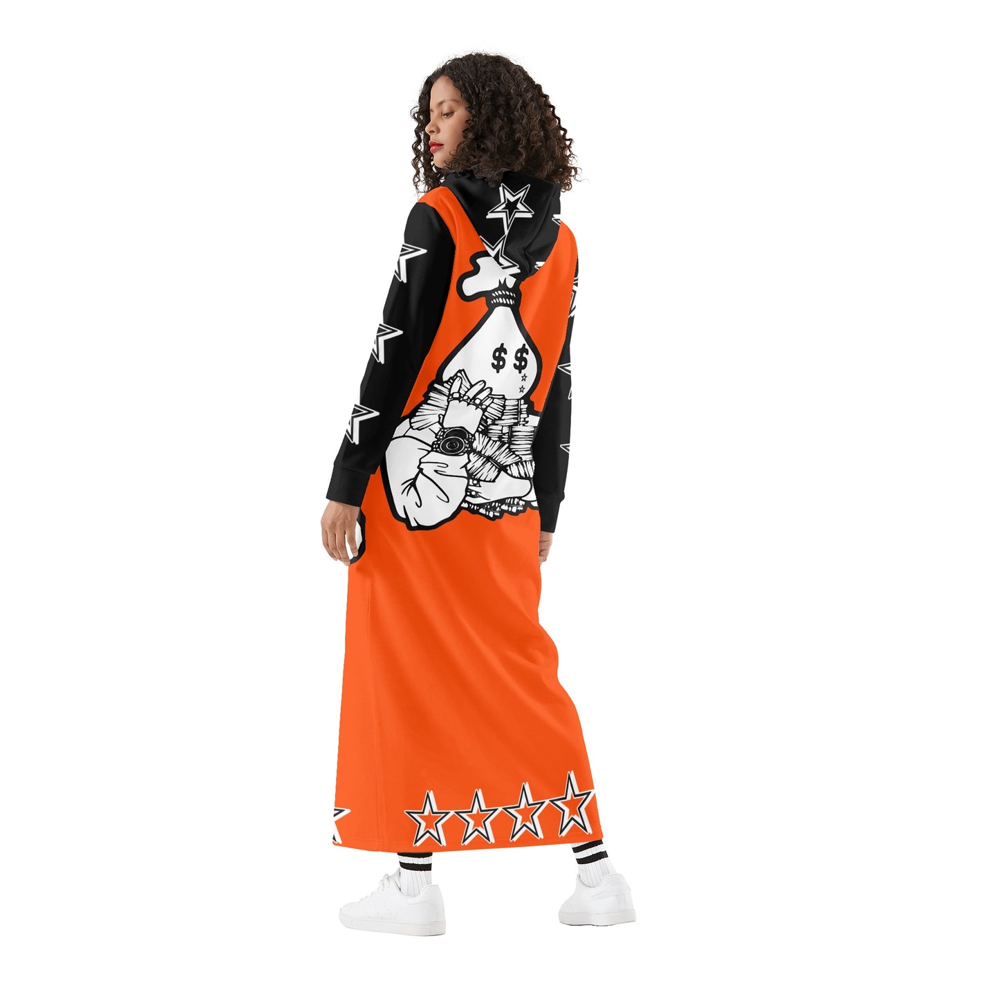 Money Man D.G.D.3 (Dont Grind, Dont 3at) Womens Dark Orange Long Hoodie Dress