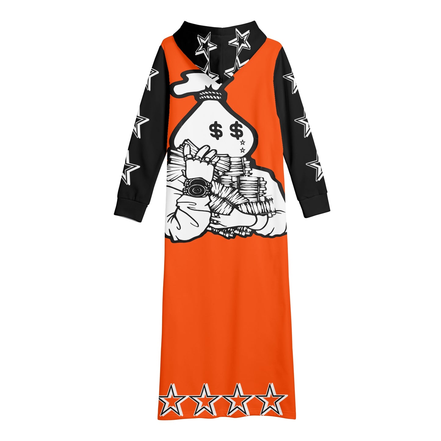 Money Man D.G.D.3 (Dont Grind, Dont 3at) Womens Dark Orange Long Hoodie Dress