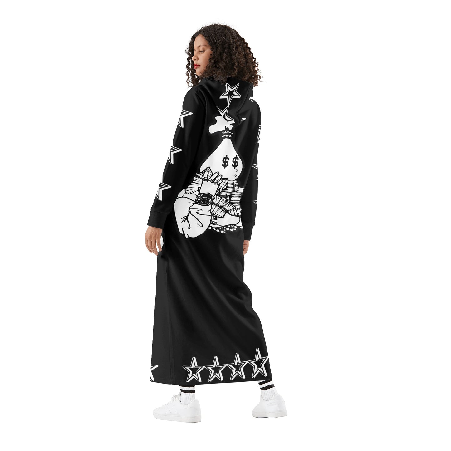 Money Man D.G.D.3 (Dont Grind, Dont 3at) Womens Black Long Hoodie Dress