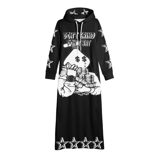 Money Man D.G.D.3 (Dont Grind, Dont 3at) Womens Black Long Hoodie Dress