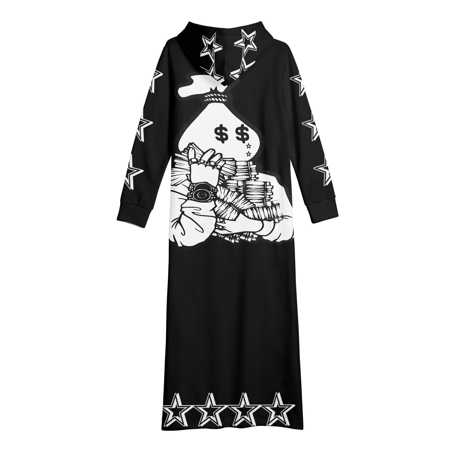 Money Man D.G.D.3 (Dont Grind, Dont 3at) Womens Black Long Hoodie Dress