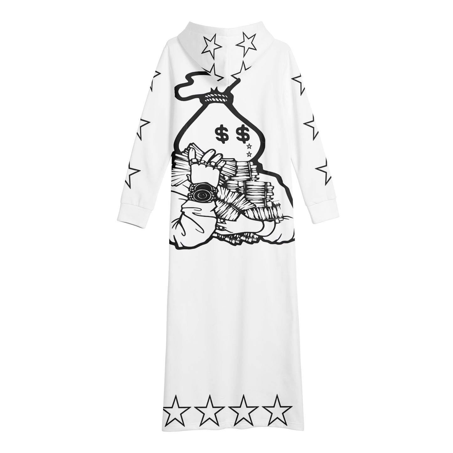 Money Man D.G.D.3 (Dont Grind, Dont 3at) Womens White Long Hoodie Dress