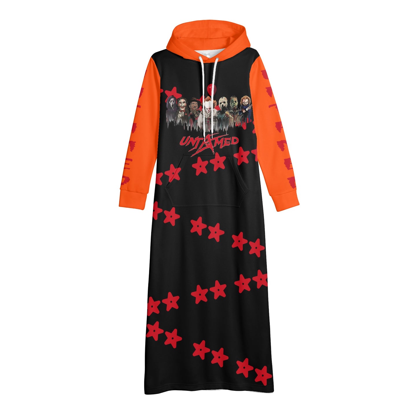 Untamed S.O.S Edition Womens Black/DarkOragne Long Hoodie Dress