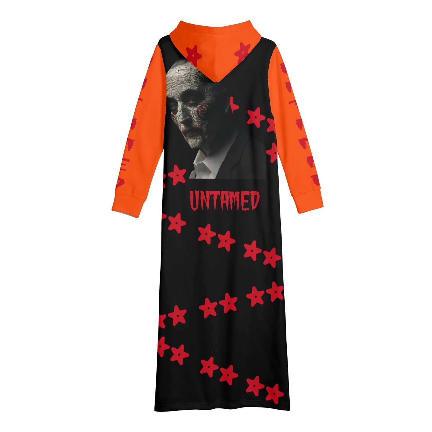 Untamed S.O.S Edition Womens Black/DarkOragne Long Hoodie Dress