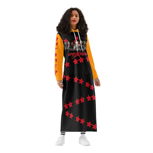 Untamed S.O.S Edition Womens Black/Orange Long Hoodie Dress