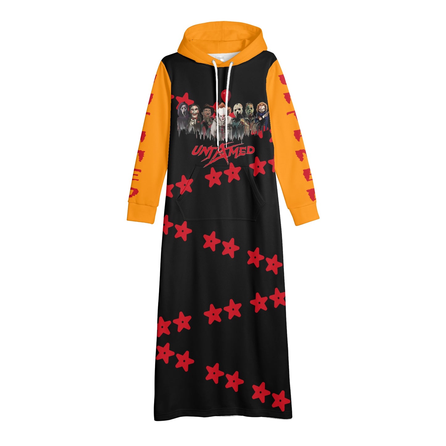 Untamed S.O.S Edition Womens Black/Orange Long Hoodie Dress