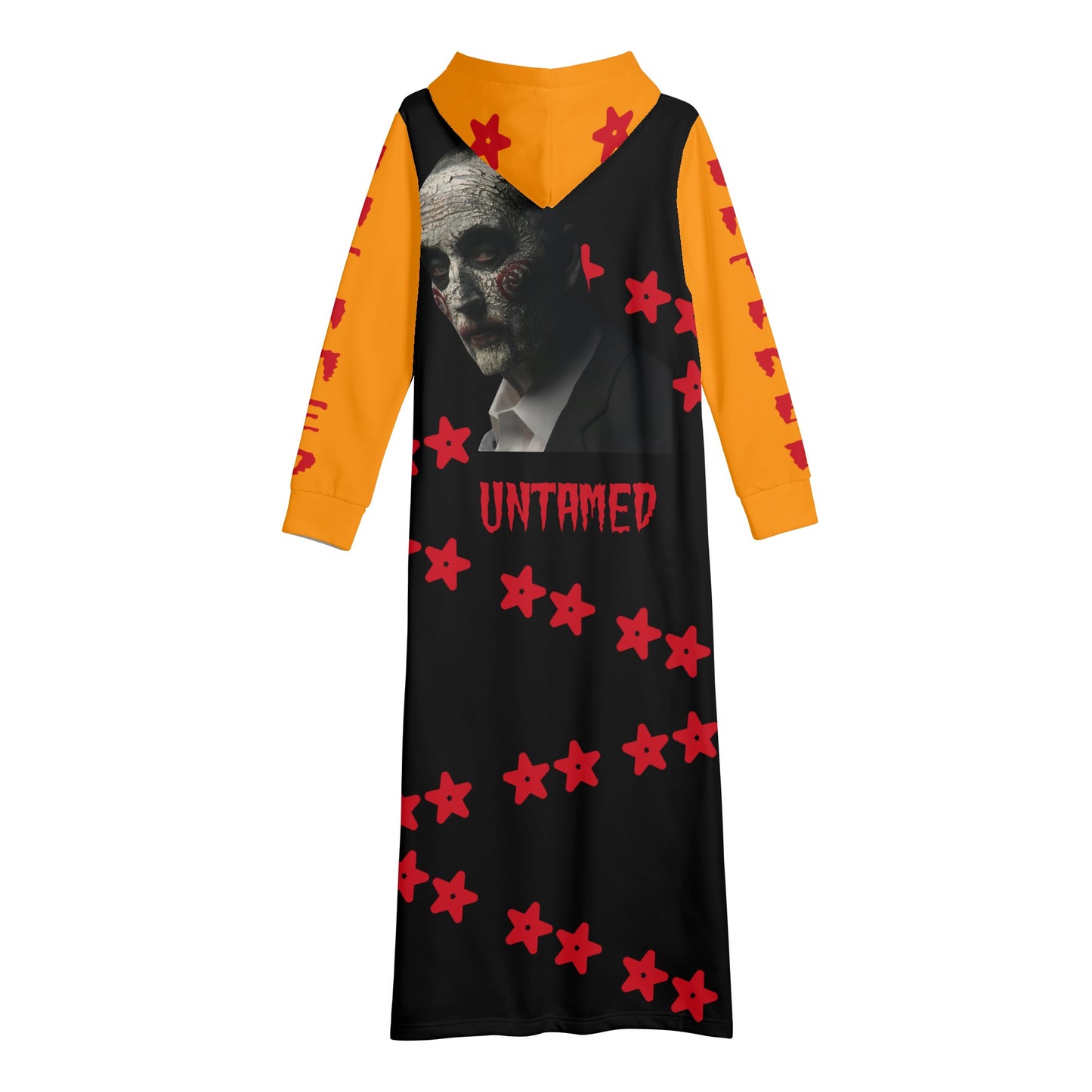 Untamed S.O.S Edition Womens Black/Orange Long Hoodie Dress