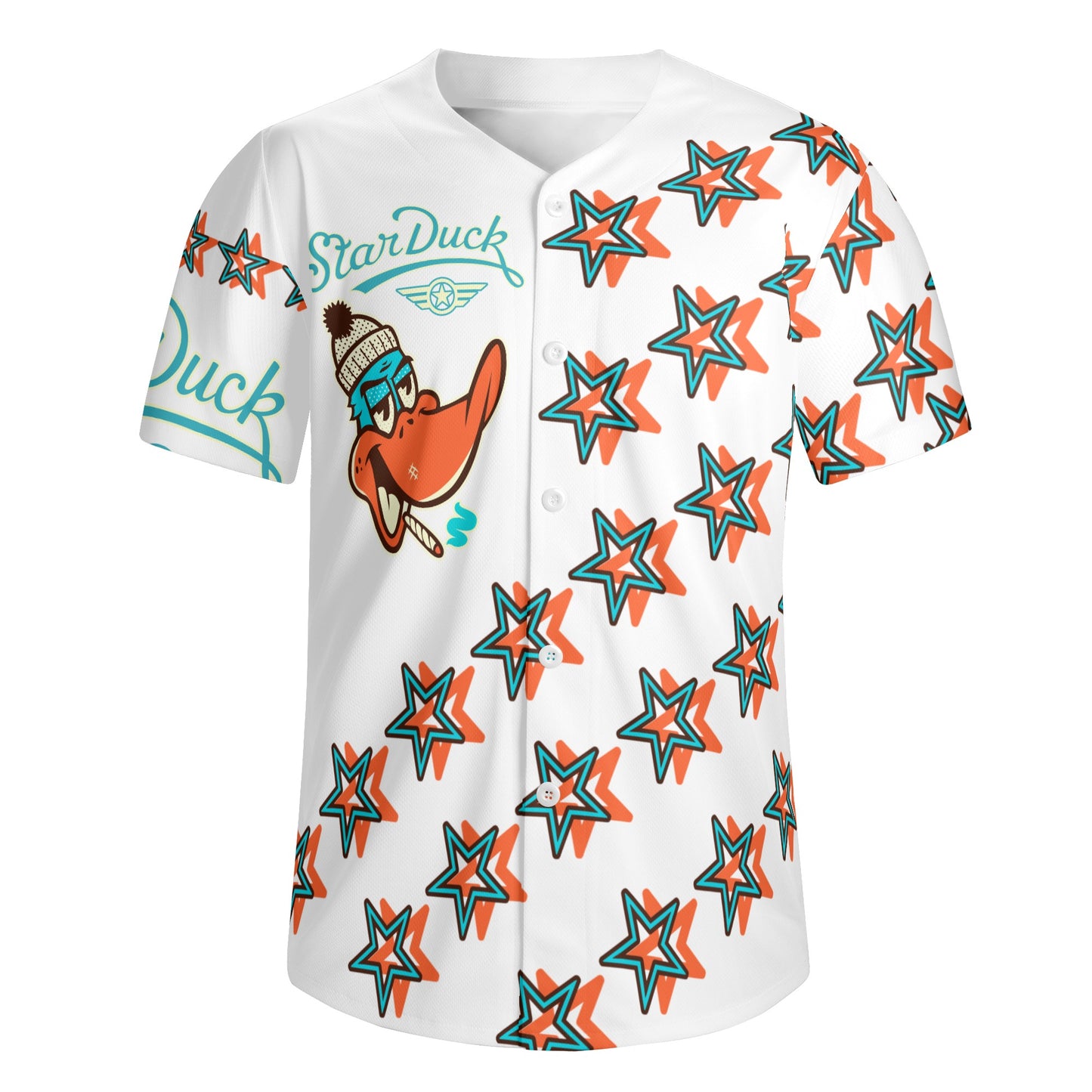 Star Duck S.O.S Edition Mens White Short Sleeve Baseball Jersey