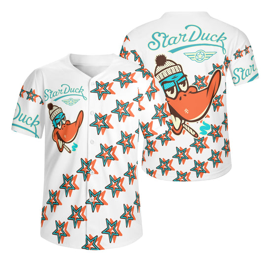 Star Duck S.O.S Edition Mens White Short Sleeve Baseball Jersey