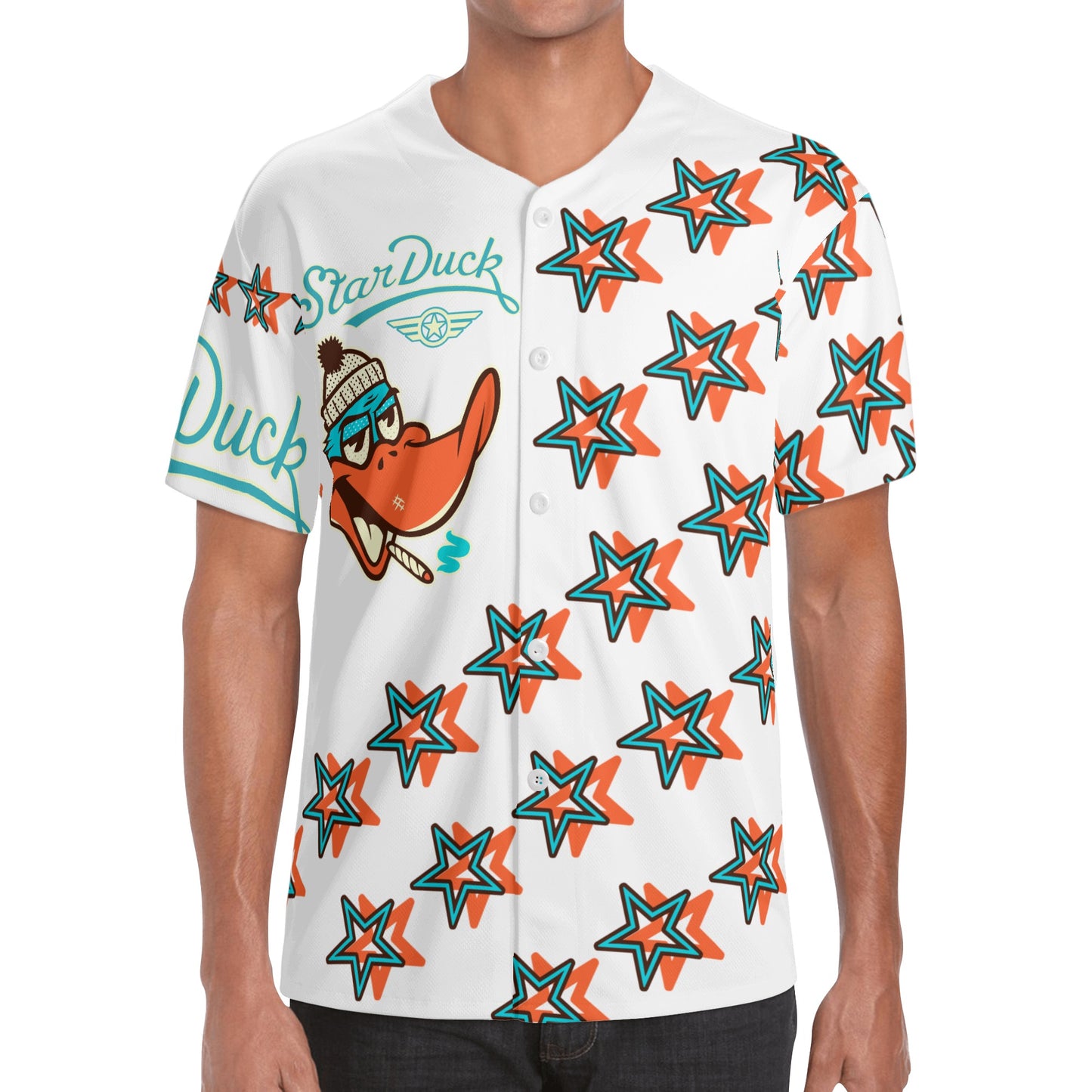 Star Duck S.O.S Edition Mens White Short Sleeve Baseball Jersey