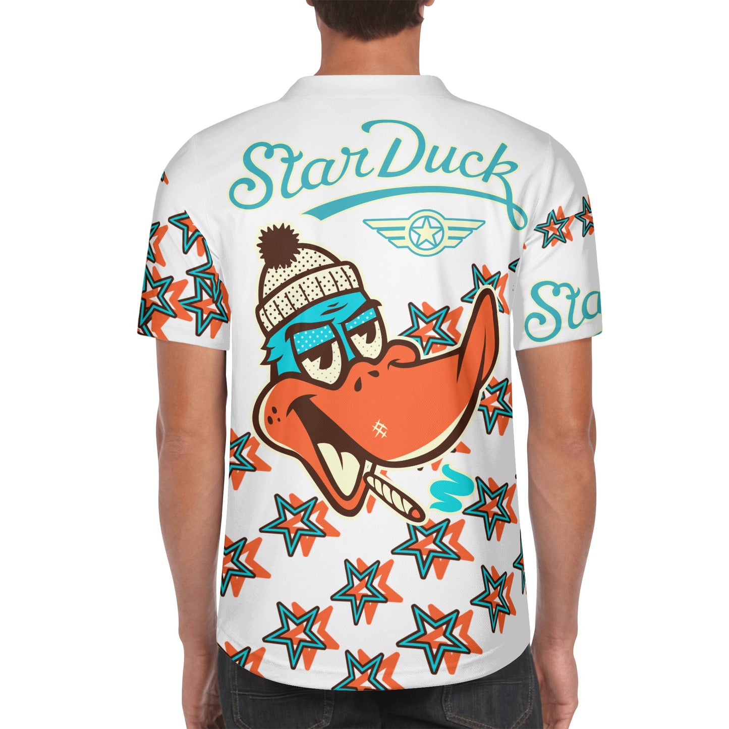 Star Duck S.O.S Edition Mens White Short Sleeve Baseball Jersey