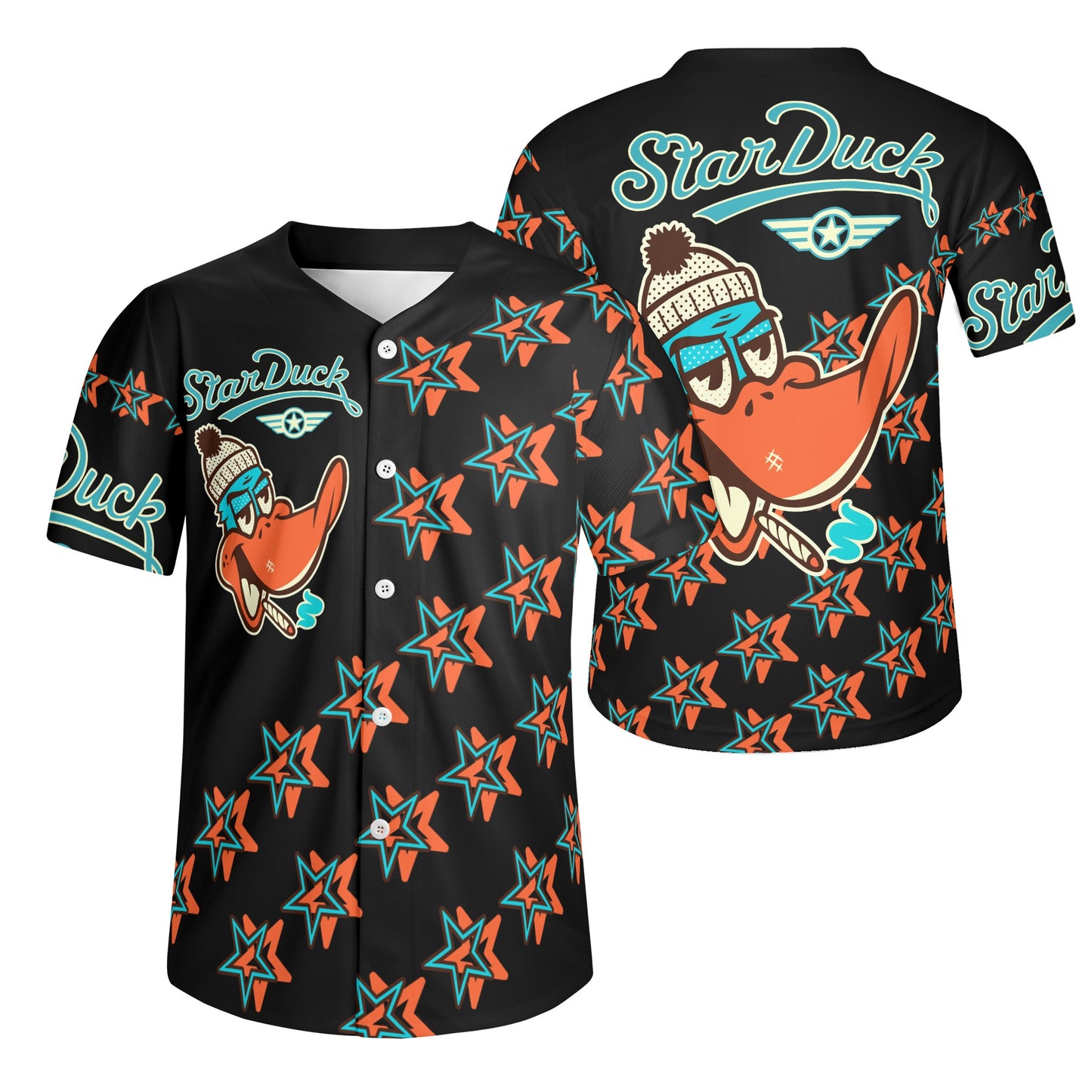 Star Duck S.O.S Edition Mens Black Short Sleeve Baseball Jersey