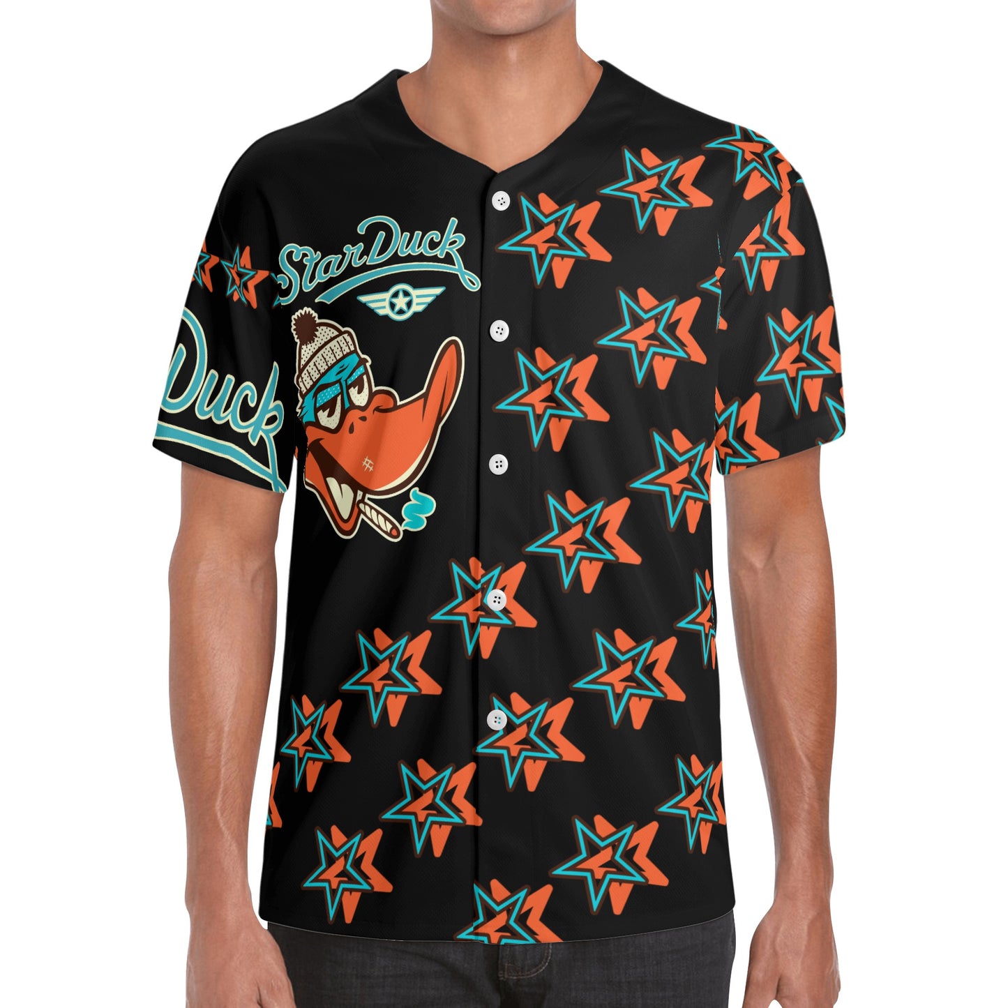 Star Duck S.O.S Edition Mens Black Short Sleeve Baseball Jersey