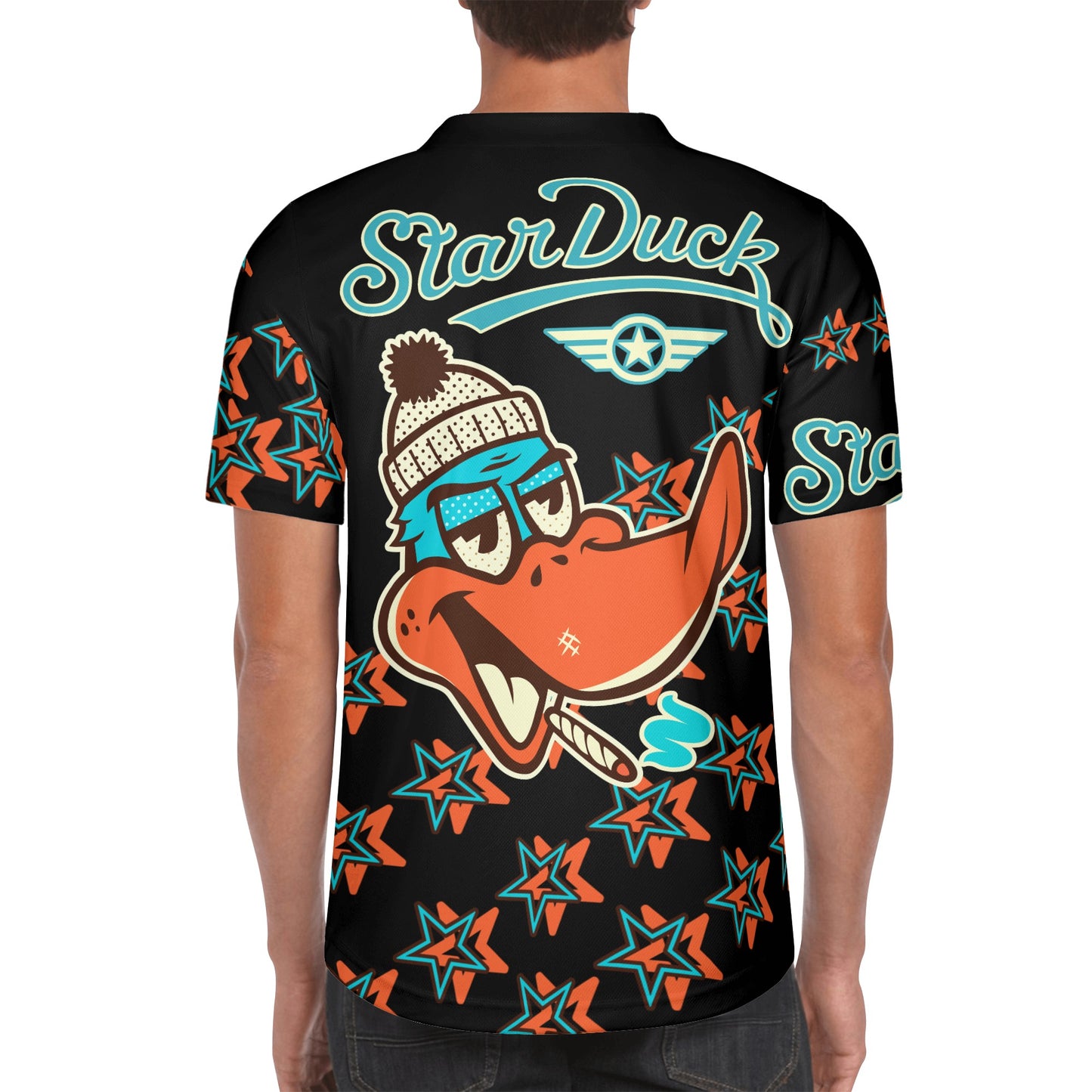 Star Duck S.O.S Edition Mens Black Short Sleeve Baseball Jersey