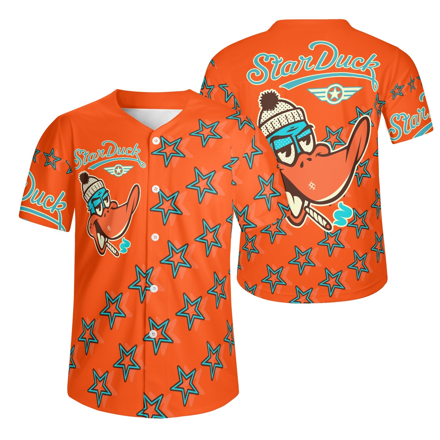 Star Duck S.O.S Edition Mens Dark Orange Short Sleeve Baseball Jersey