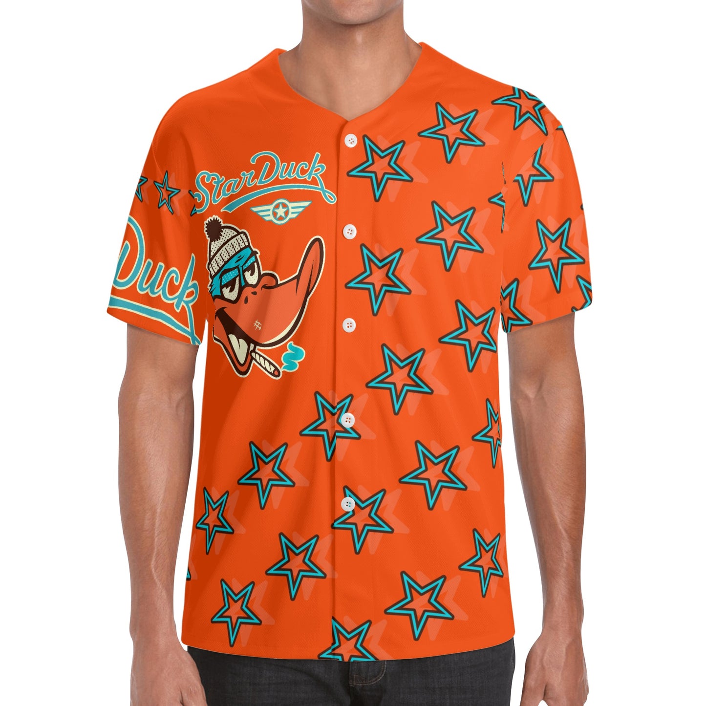 Star Duck S.O.S Edition Mens Dark Orange Short Sleeve Baseball Jersey