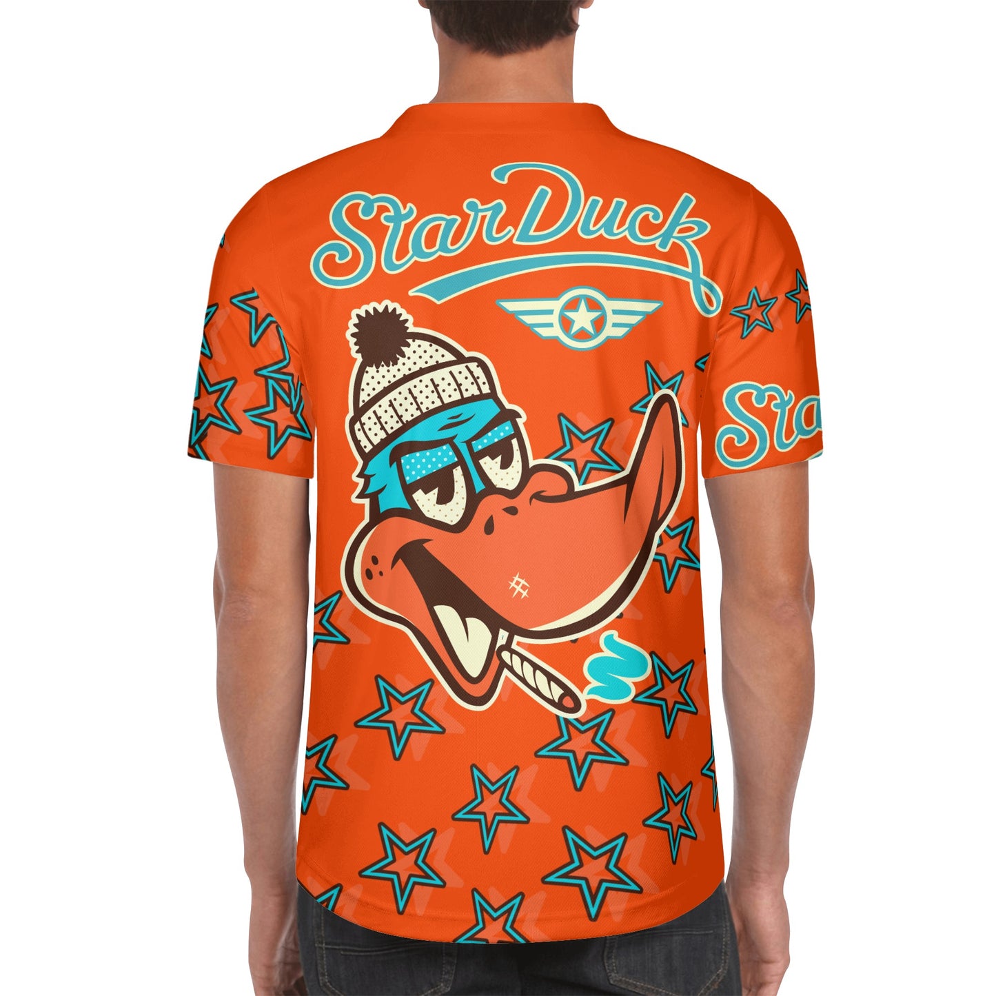 Star Duck S.O.S Edition Mens Dark Orange Short Sleeve Baseball Jersey