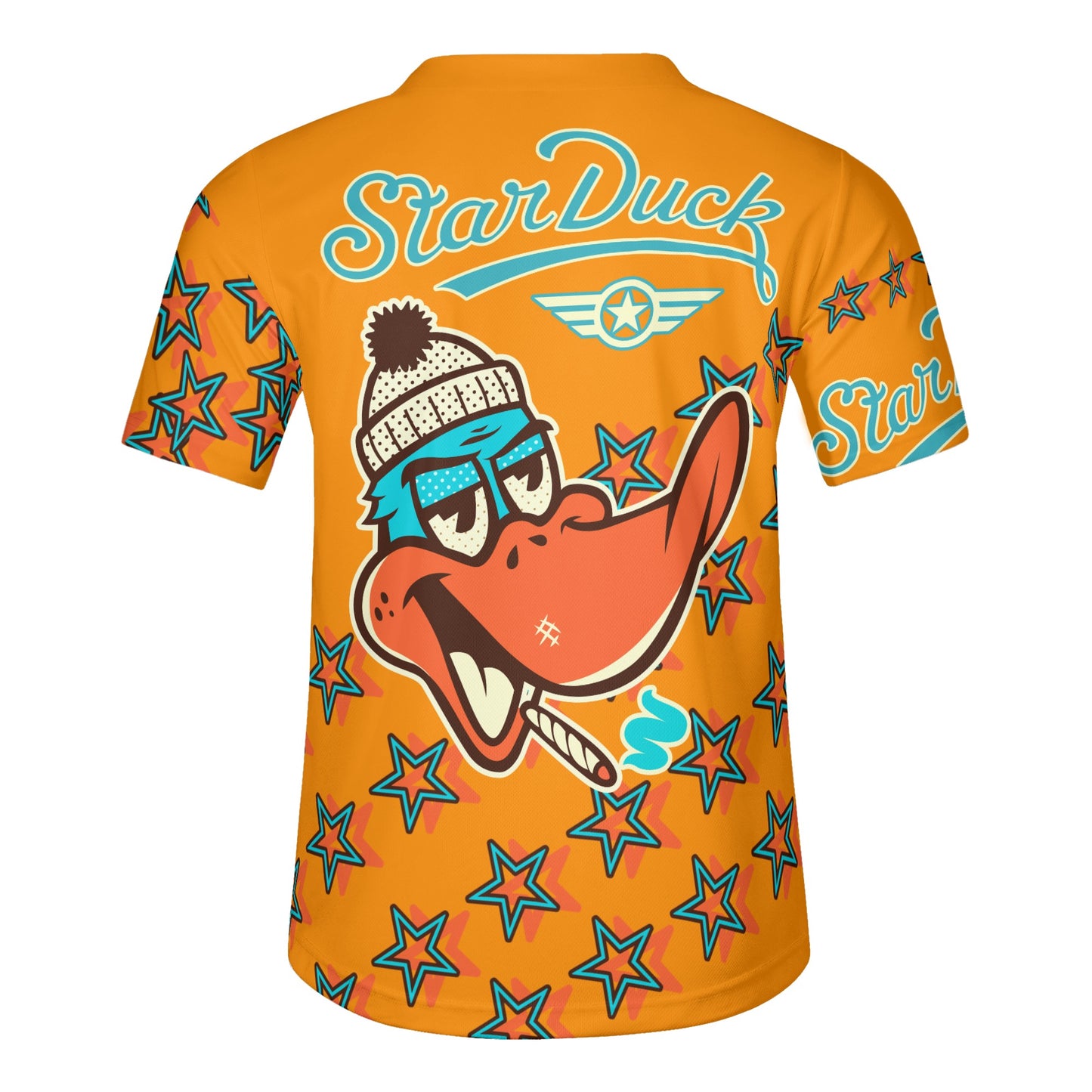 Star Duck S.O.S Edition Mens Orange Short Sleeve Baseball Jersey