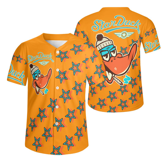 Star Duck S.O.S Edition Mens Orange Short Sleeve Baseball Jersey