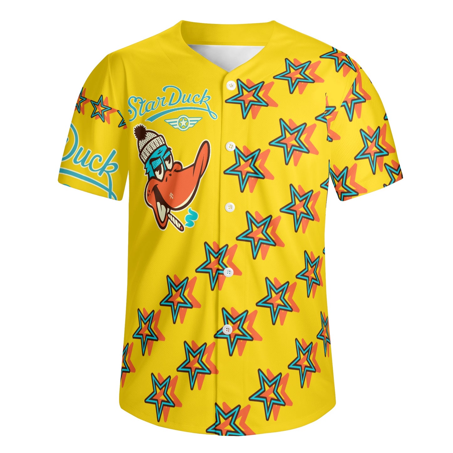 Star Duck S.O.S Edition Mens Gold Short Sleeve Baseball Jersey