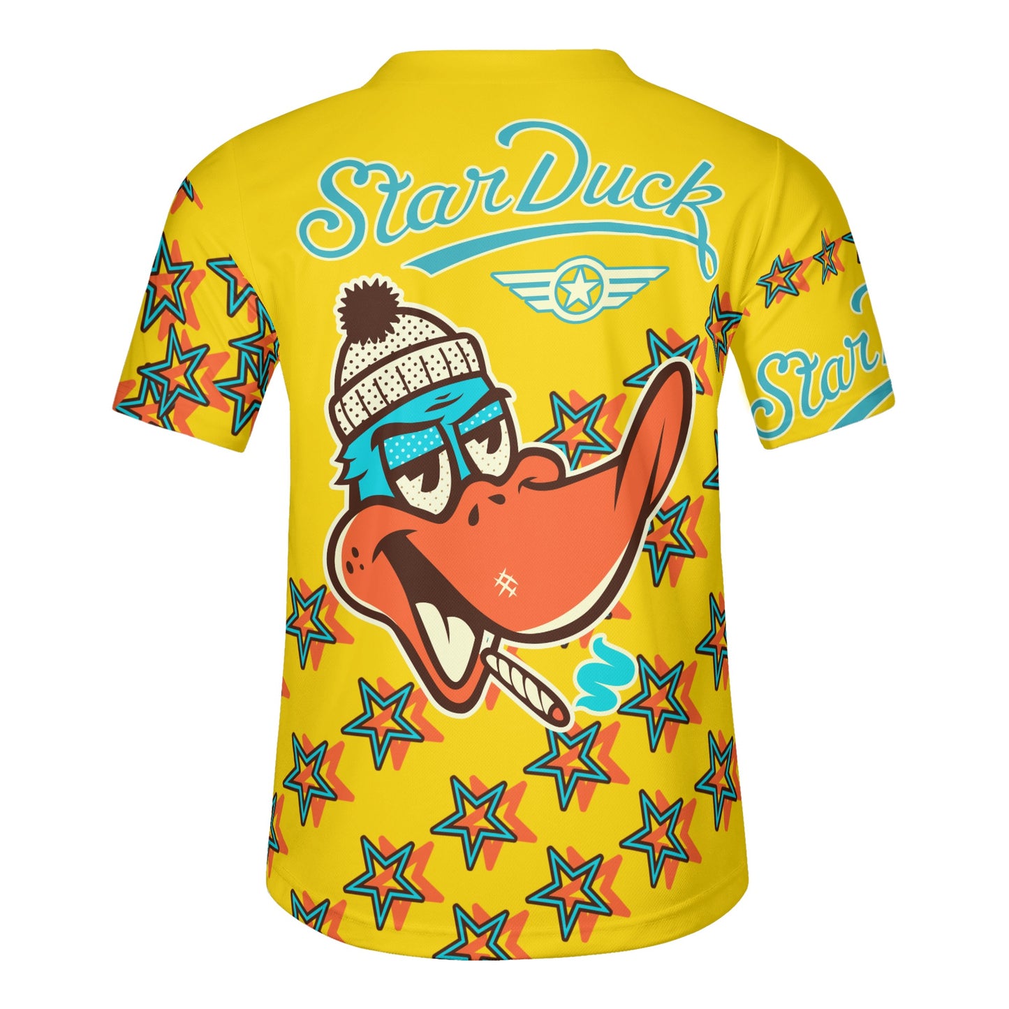 Star Duck S.O.S Edition Mens Gold Short Sleeve Baseball Jersey