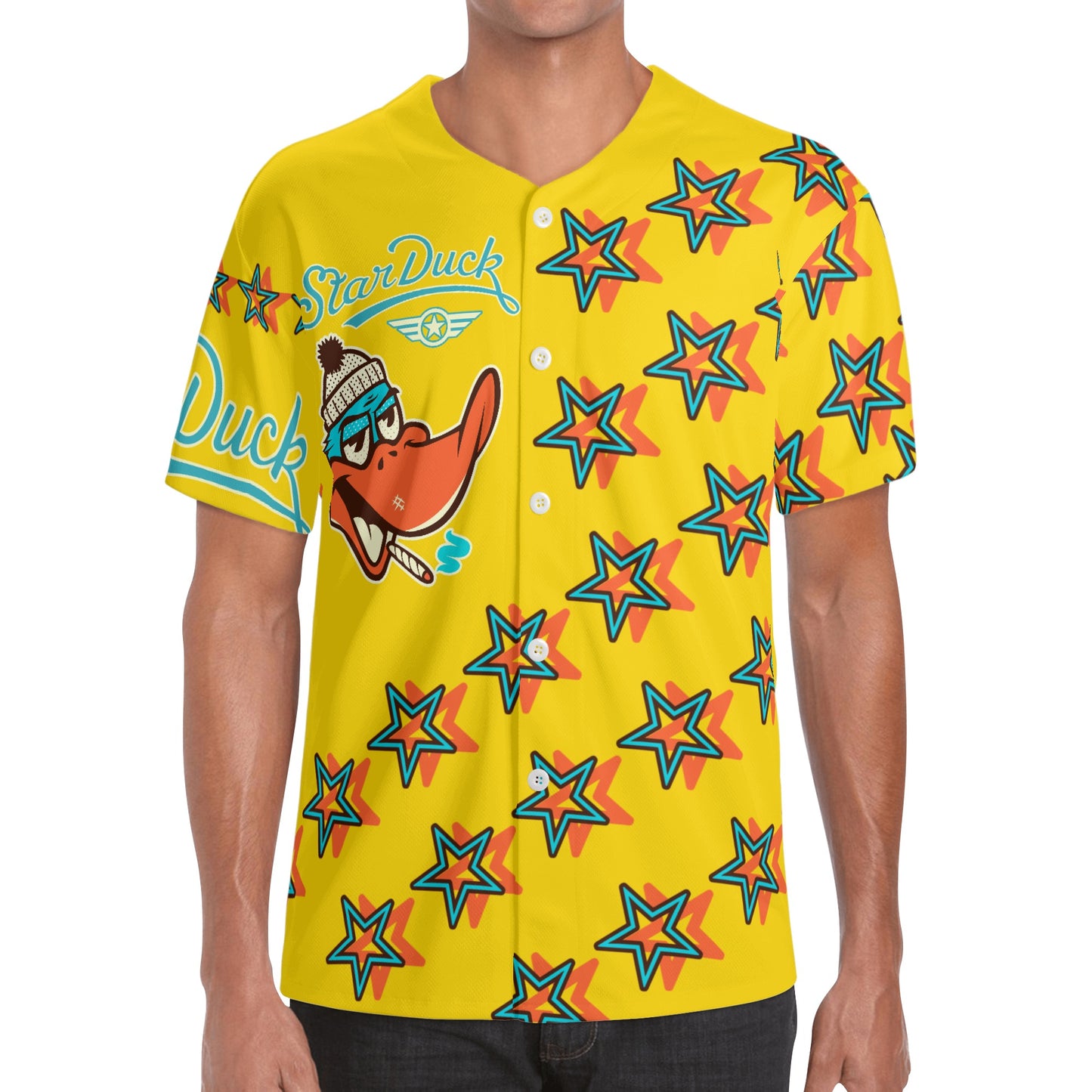 Star Duck S.O.S Edition Mens Gold Short Sleeve Baseball Jersey