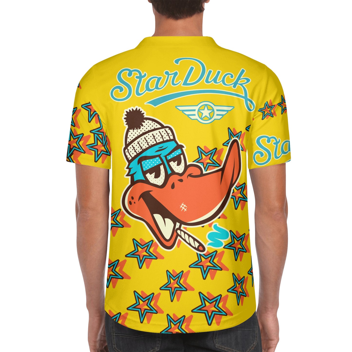 Star Duck S.O.S Edition Mens Gold Short Sleeve Baseball Jersey