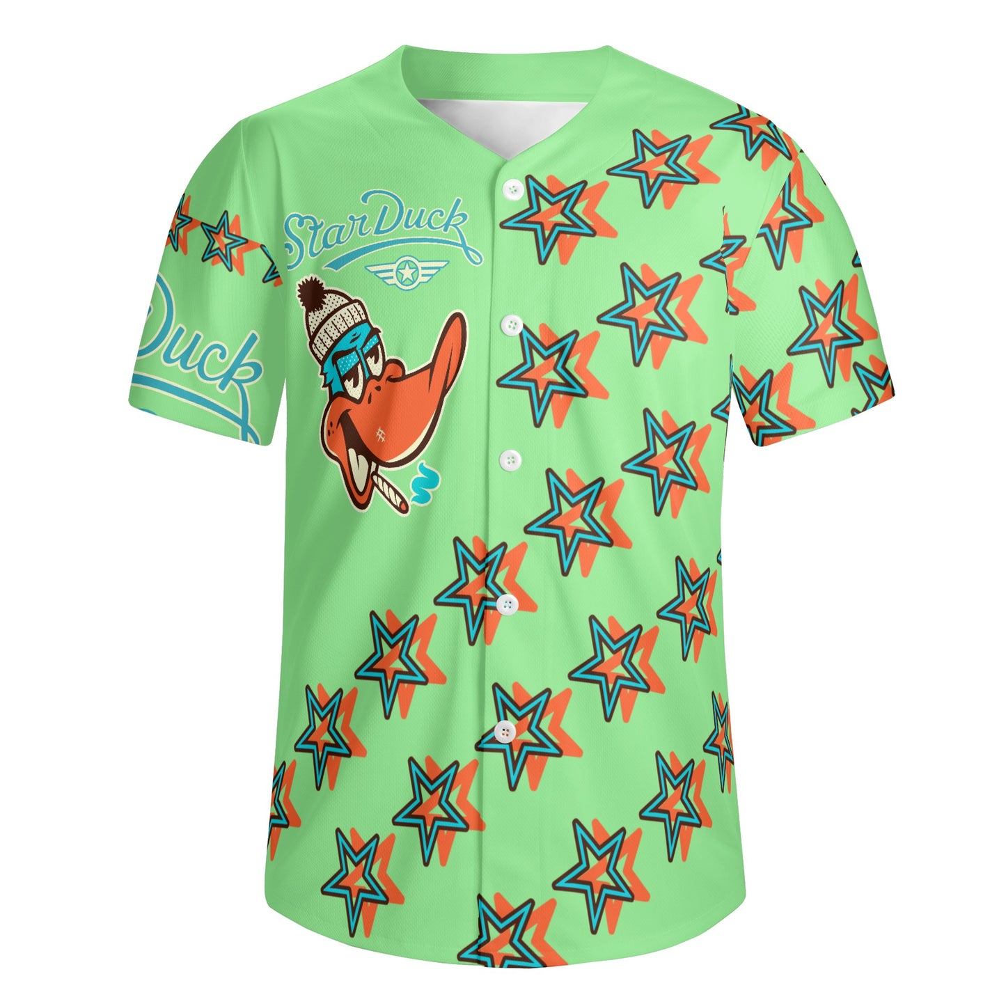 Star Duck S.O.S Edition Mens Mint Green Short Sleeve Baseball Jersey