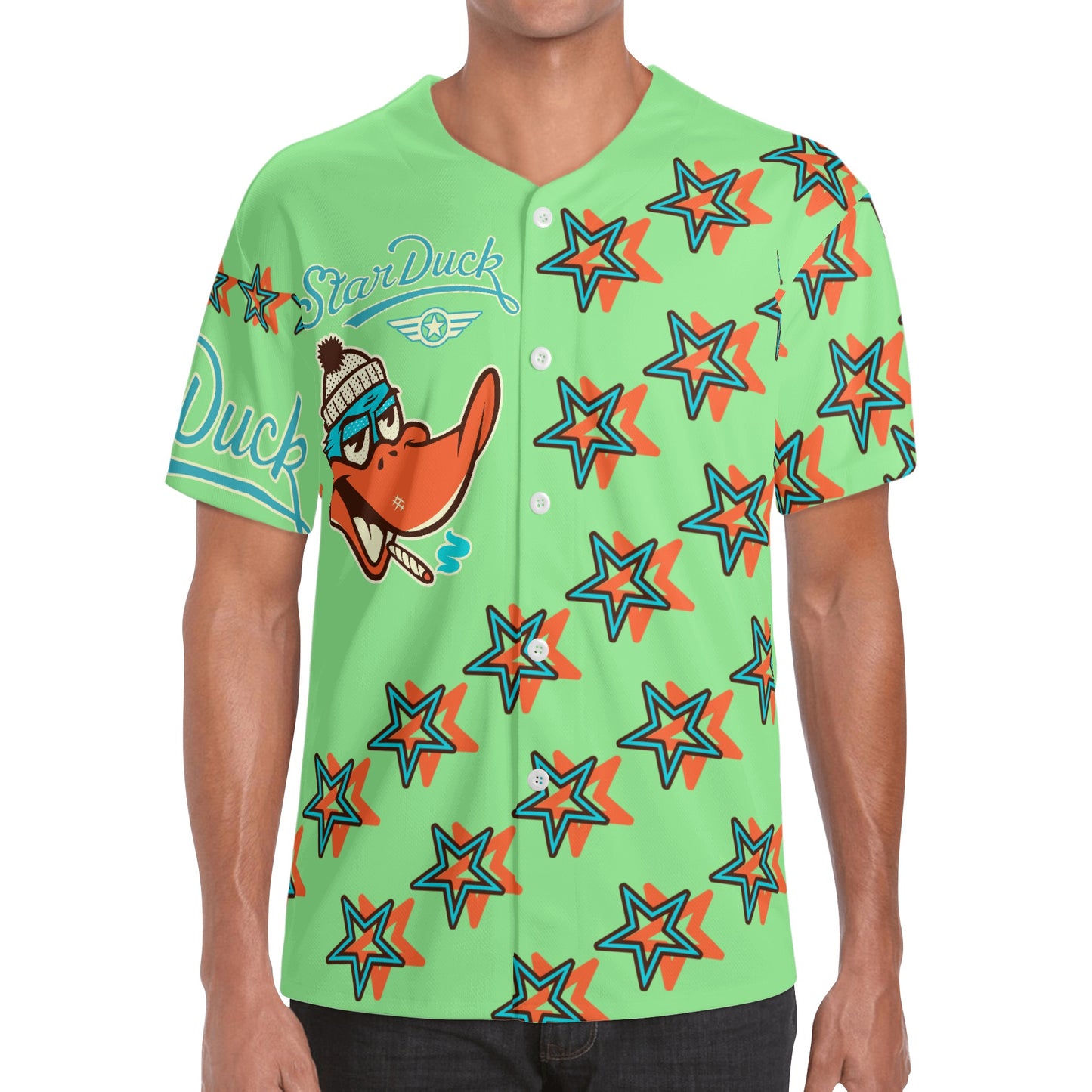 Star Duck S.O.S Edition Mens Mint Green Short Sleeve Baseball Jersey