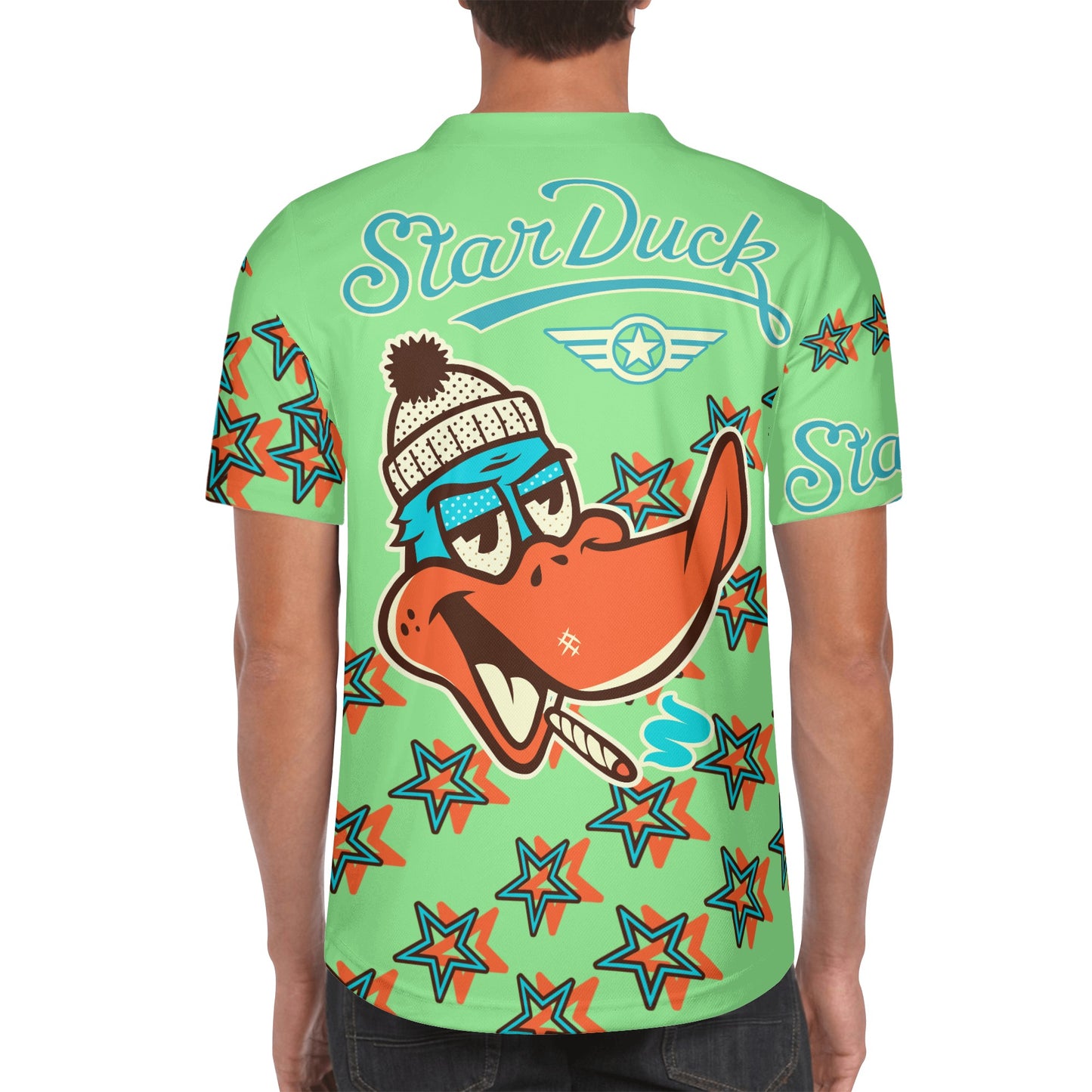 Star Duck S.O.S Edition Mens Mint Green Short Sleeve Baseball Jersey