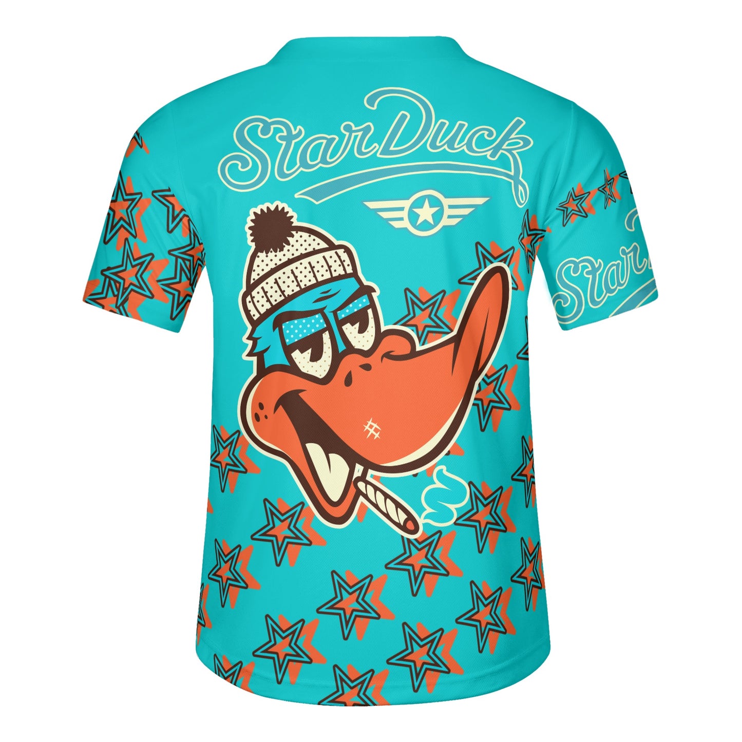 Star Duck S.O.S Edition Mens Turquoise Short Sleeve Baseball Jersey