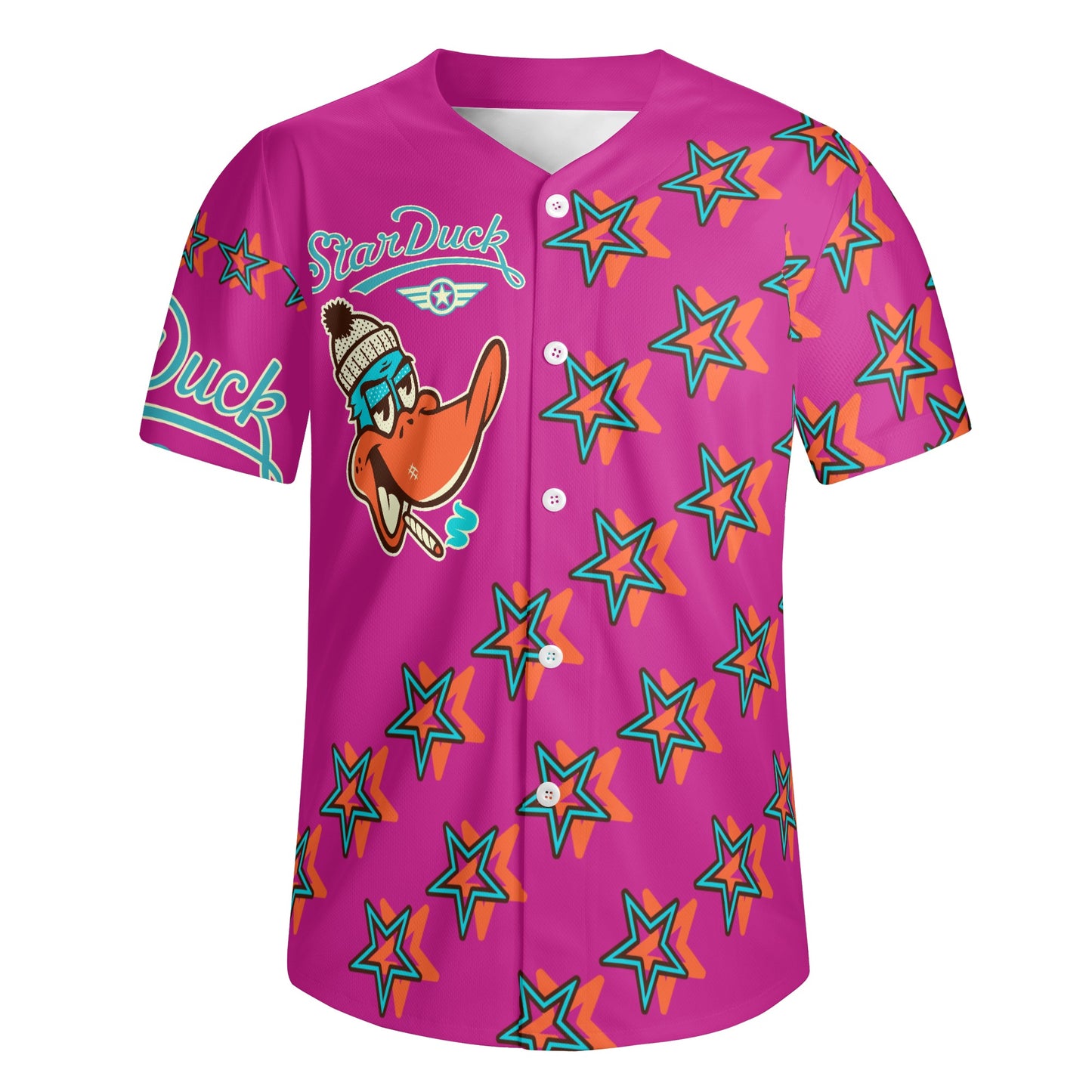 Star Duck S.O.S Edition Mens Purple Short Sleeve Baseball Jersey