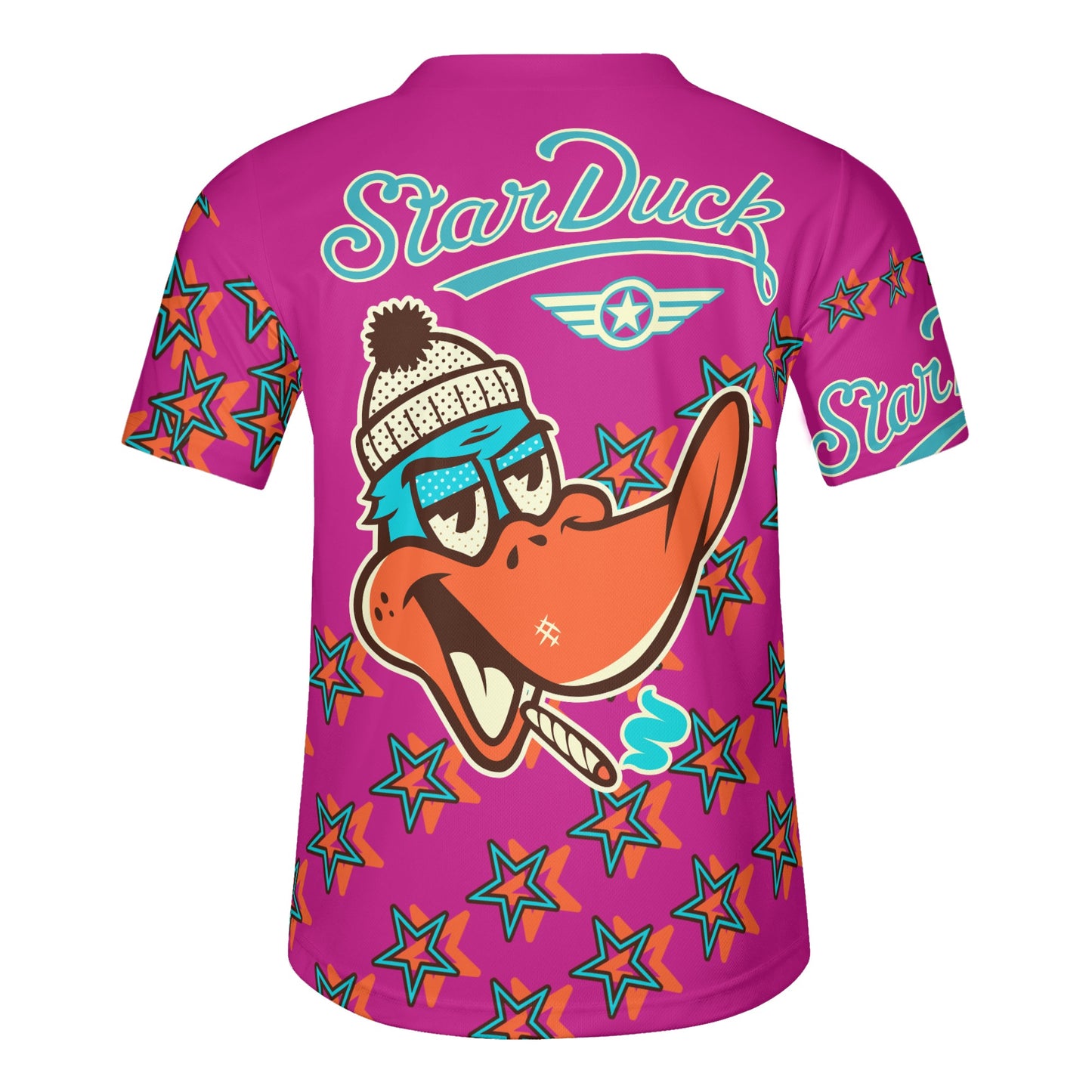 Star Duck S.O.S Edition Mens Purple Short Sleeve Baseball Jersey