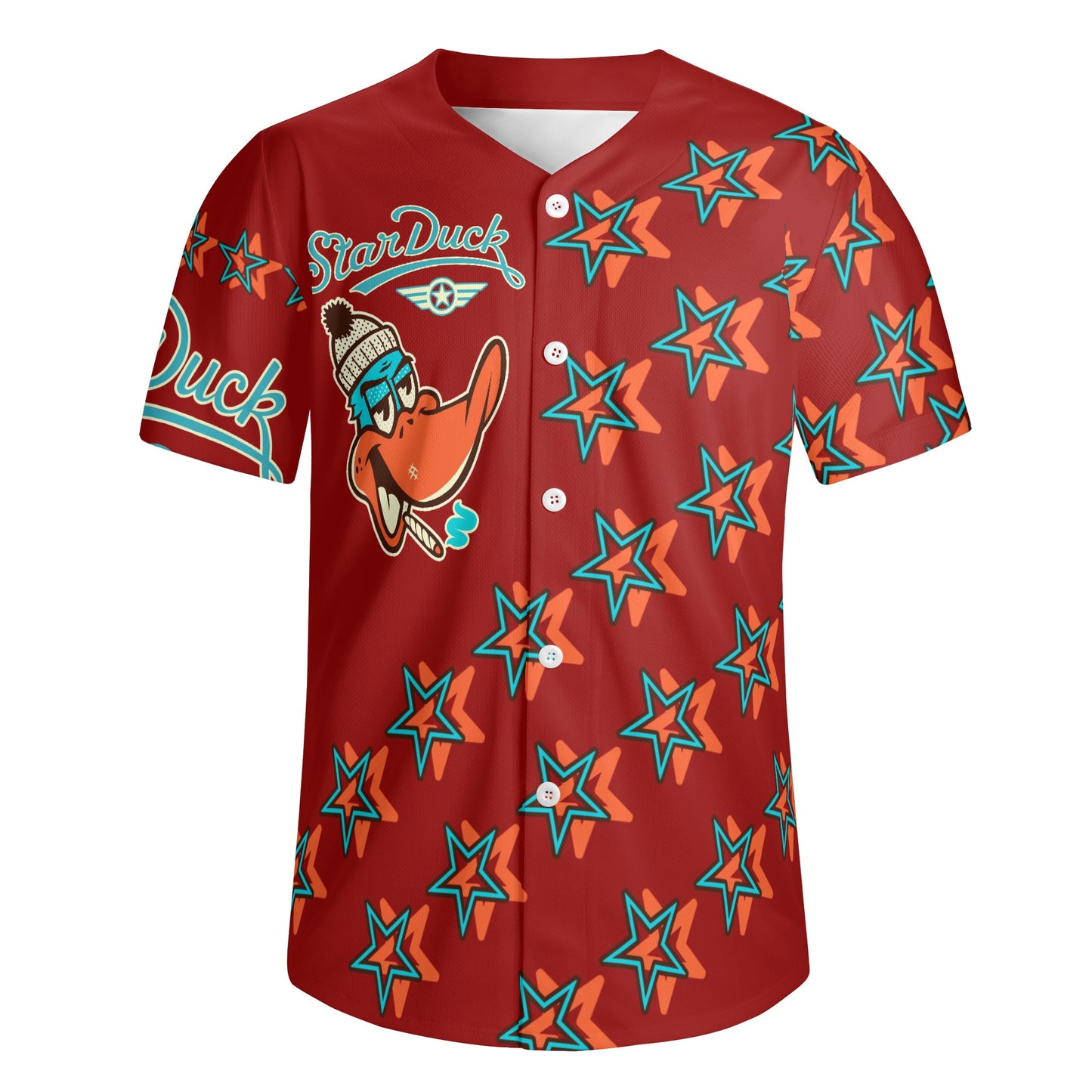 Star Duck S.O.S Edition Mens Maroon Short Sleeve Baseball Jersey