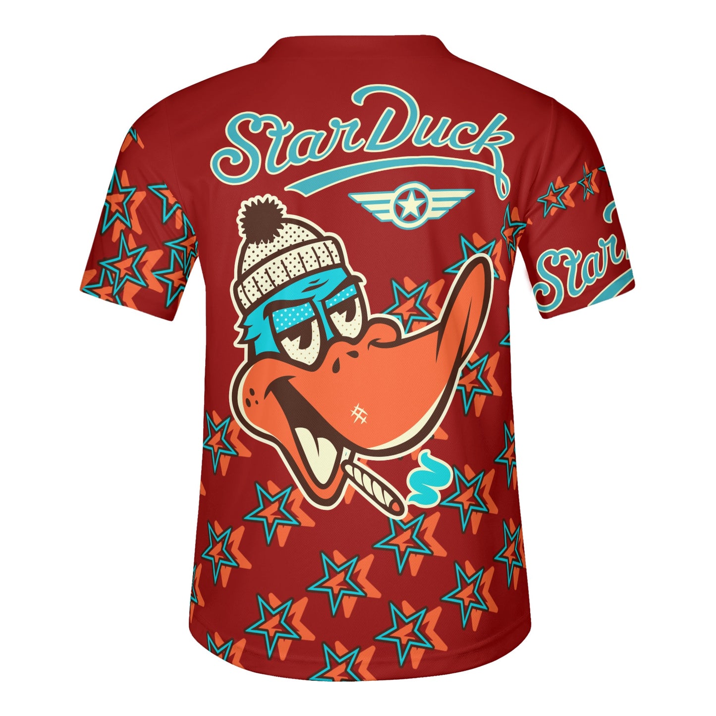 Star Duck S.O.S Edition Mens Maroon Short Sleeve Baseball Jersey