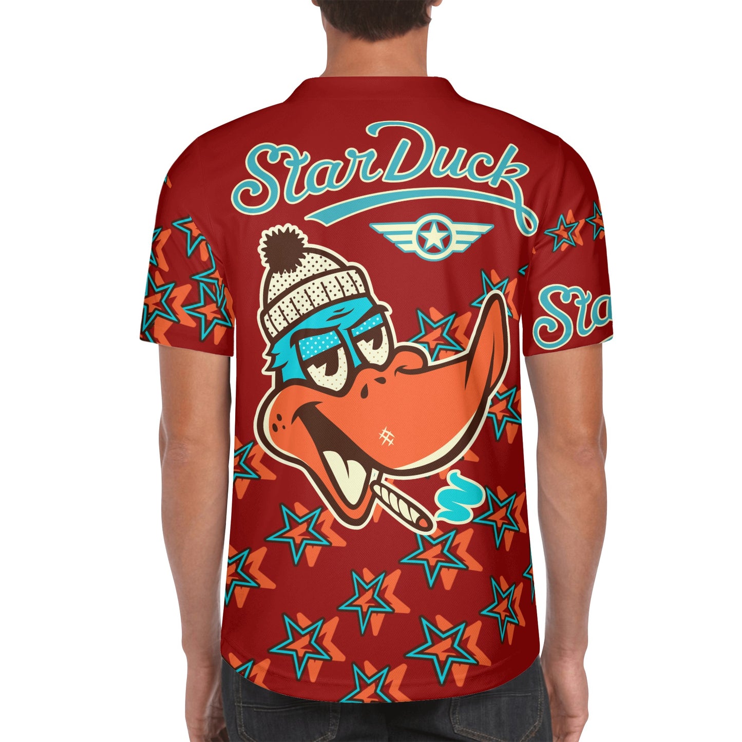 Star Duck S.O.S Edition Mens Maroon Short Sleeve Baseball Jersey