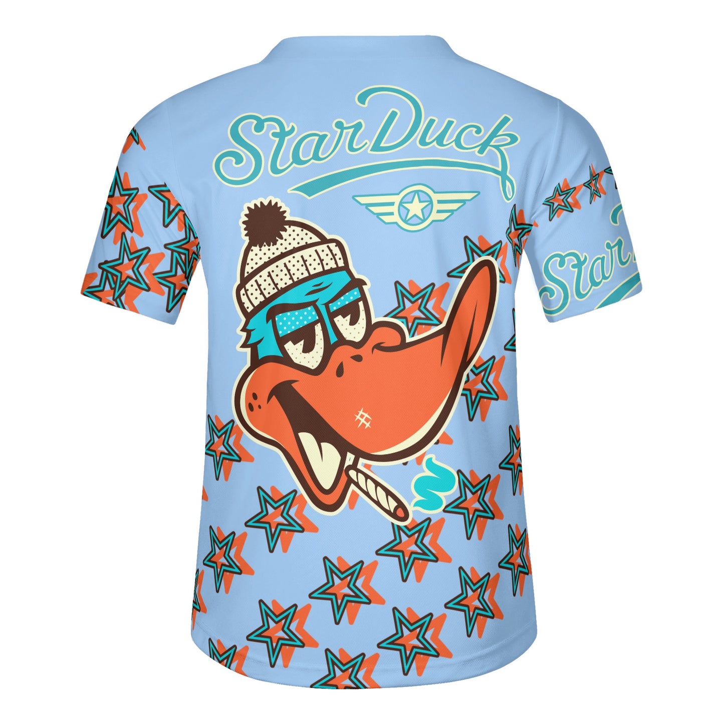 Star Duck S.O.S Edition Mens Sky Blue Short Sleeve Baseball Jersey