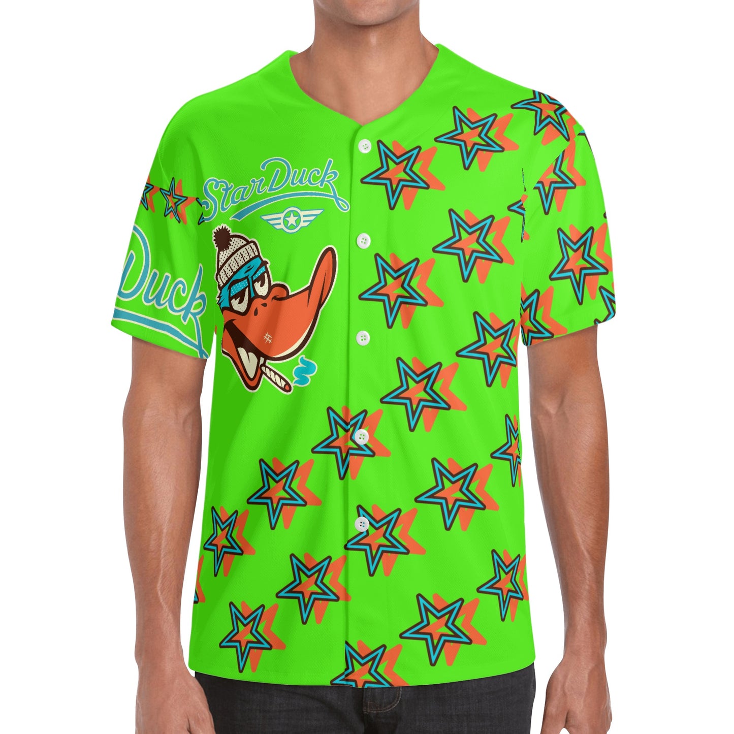 Star Duck S.O.S Edition Mens Goo Green Short Sleeve Baseball Jersey