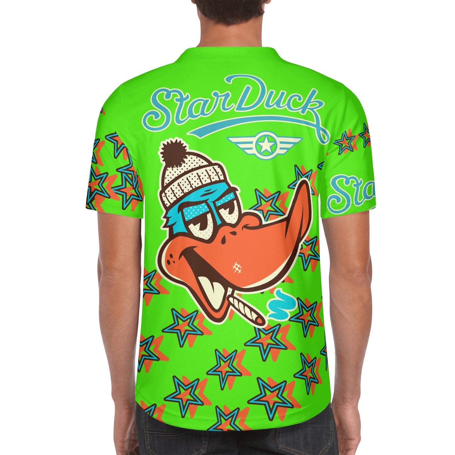 Star Duck S.O.S Edition Mens Goo Green Short Sleeve Baseball Jersey