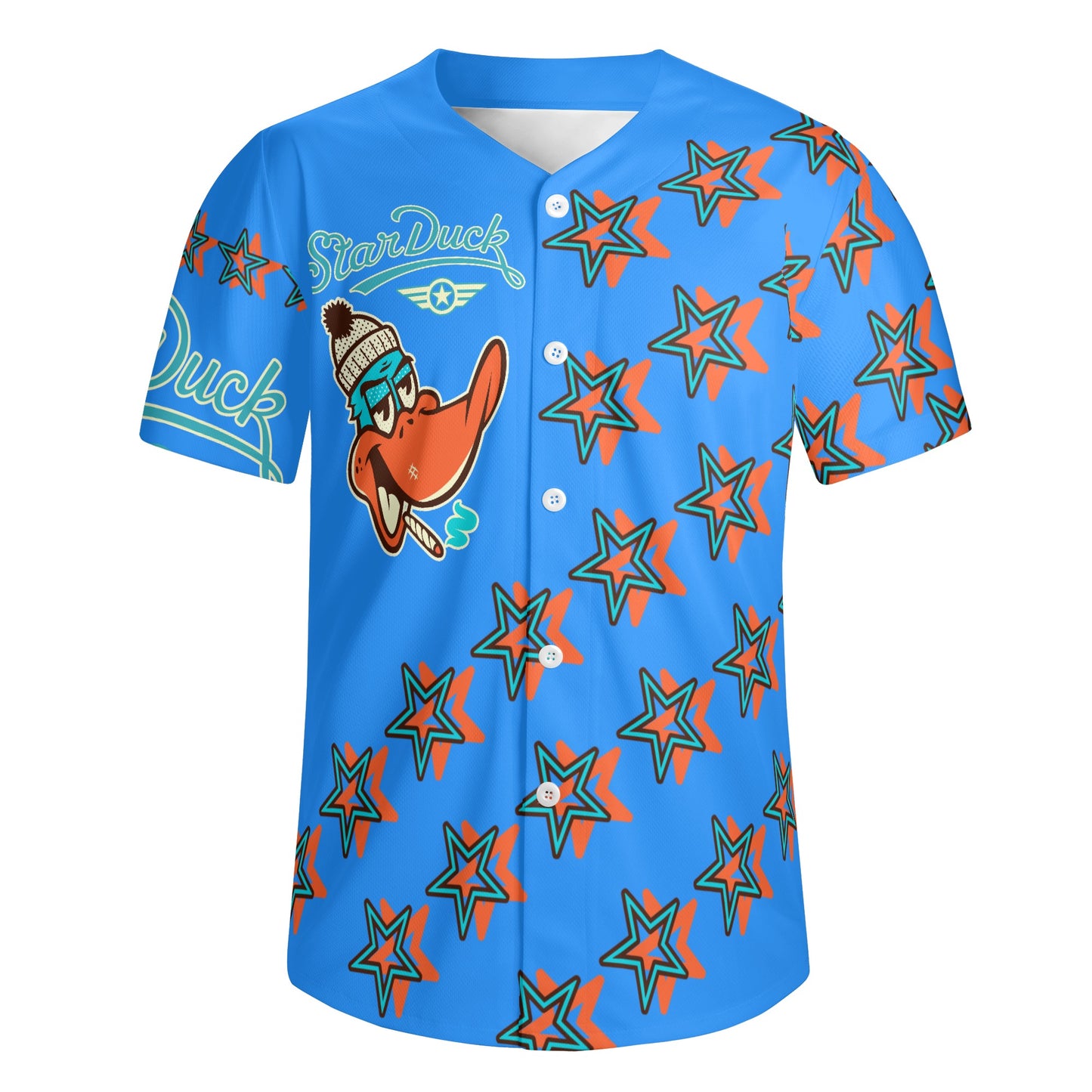 Star Duck S.O.S Edition Mens Sky Blue Short Sleeve Baseball Jersey