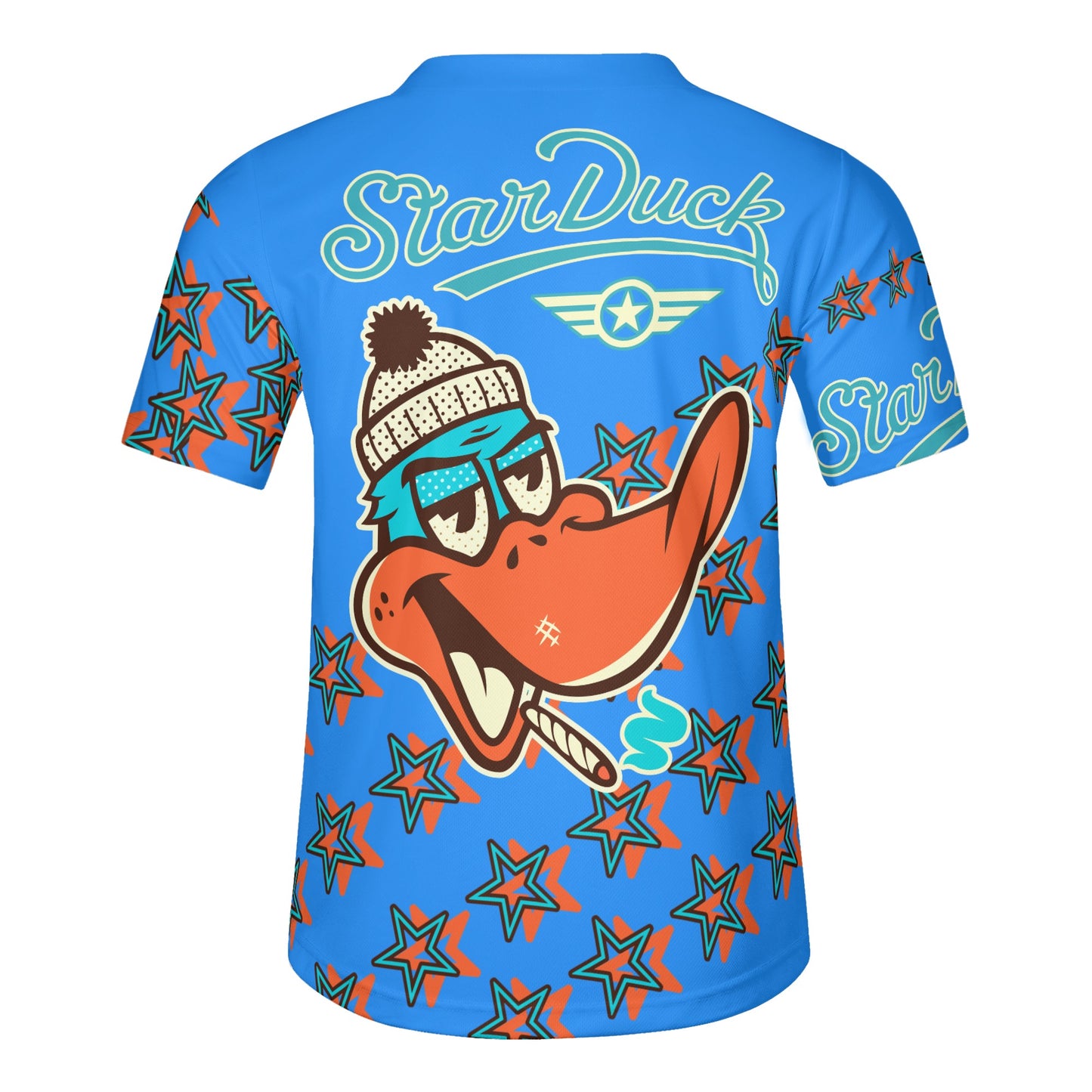 Star Duck S.O.S Edition Mens Sky Blue Short Sleeve Baseball Jersey