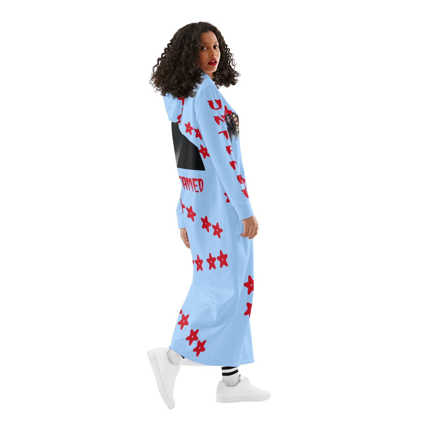 Untamed S.O.S Edition Womens Sky Blue Long Hoodie Dress