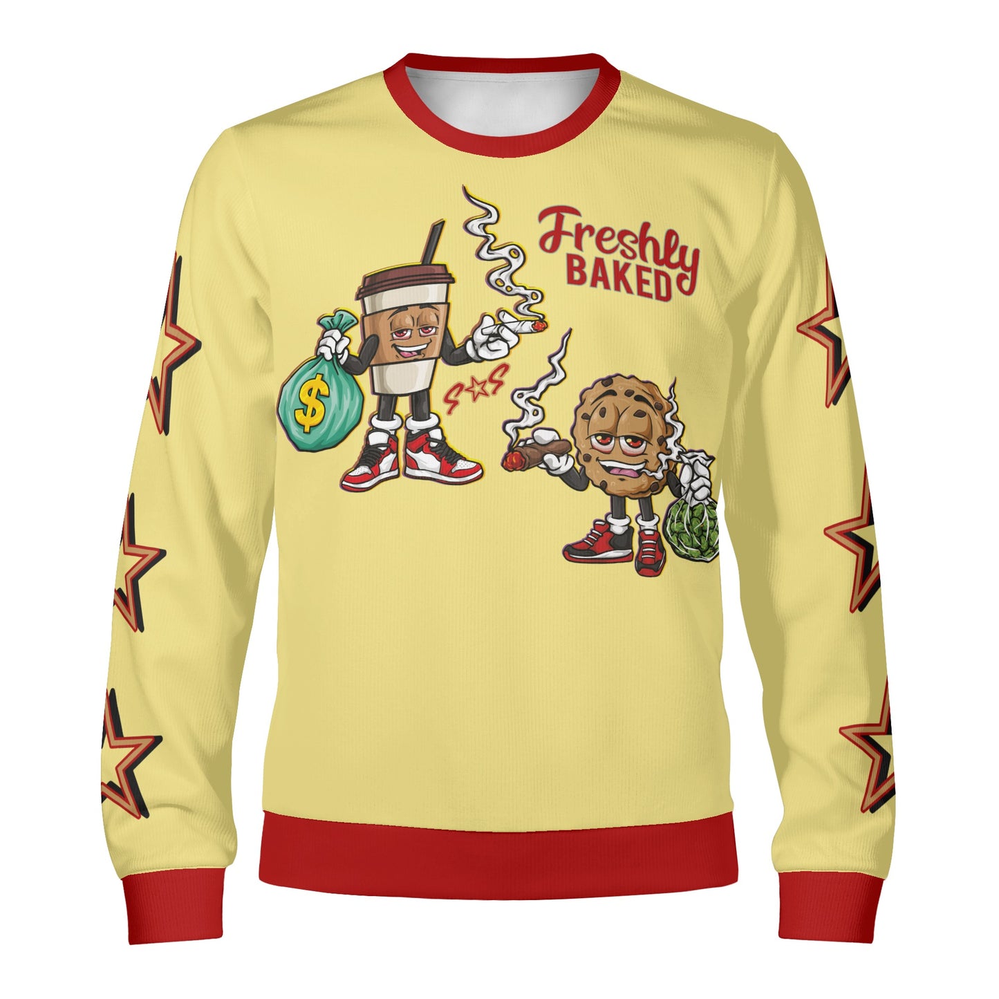 Freshly Baked 4/20 S.O.S Edition Tan/Maroon Adult Crewneck Sweatshirt