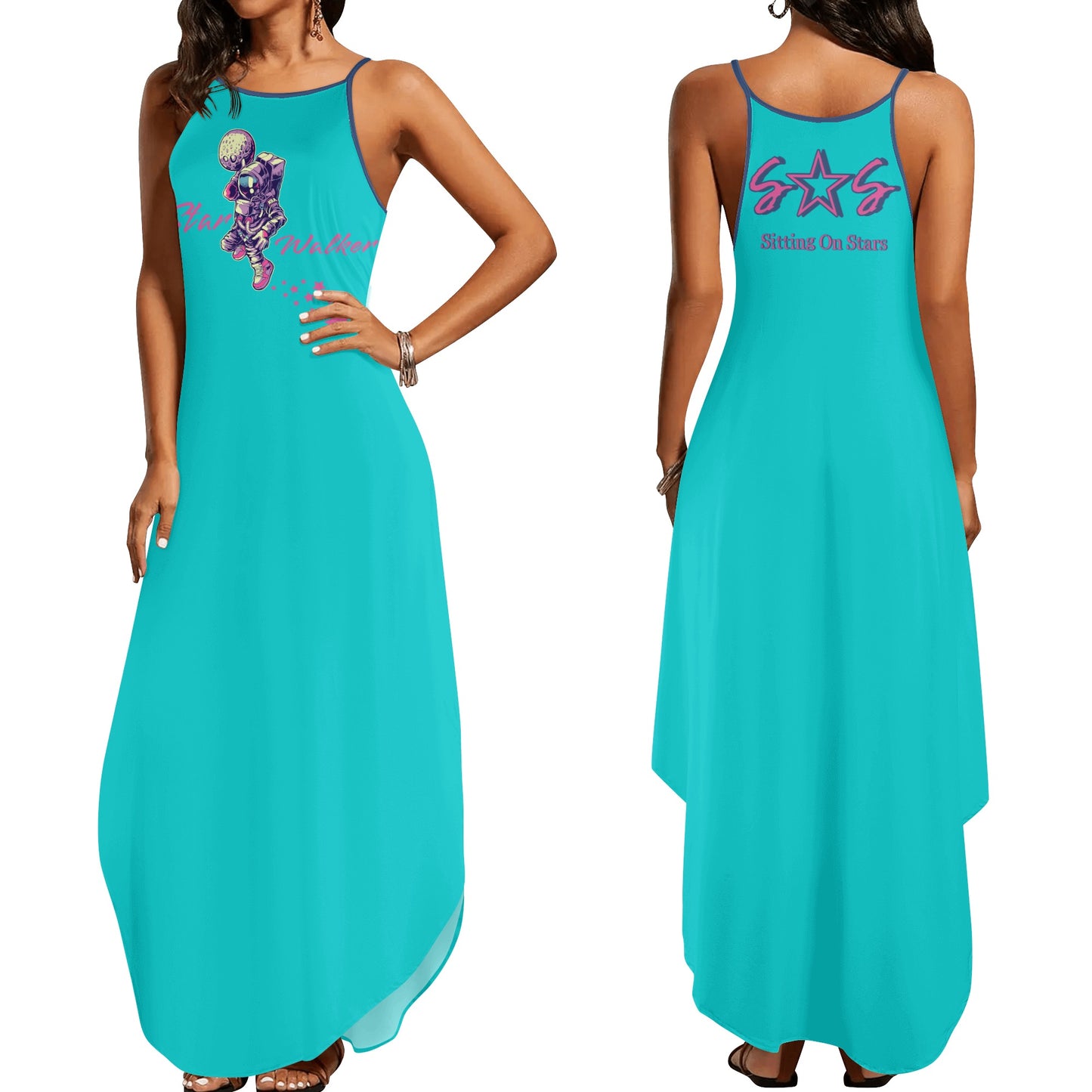 Star Walker 2.0 Womens Turquoise Sleeveless Evening Dress