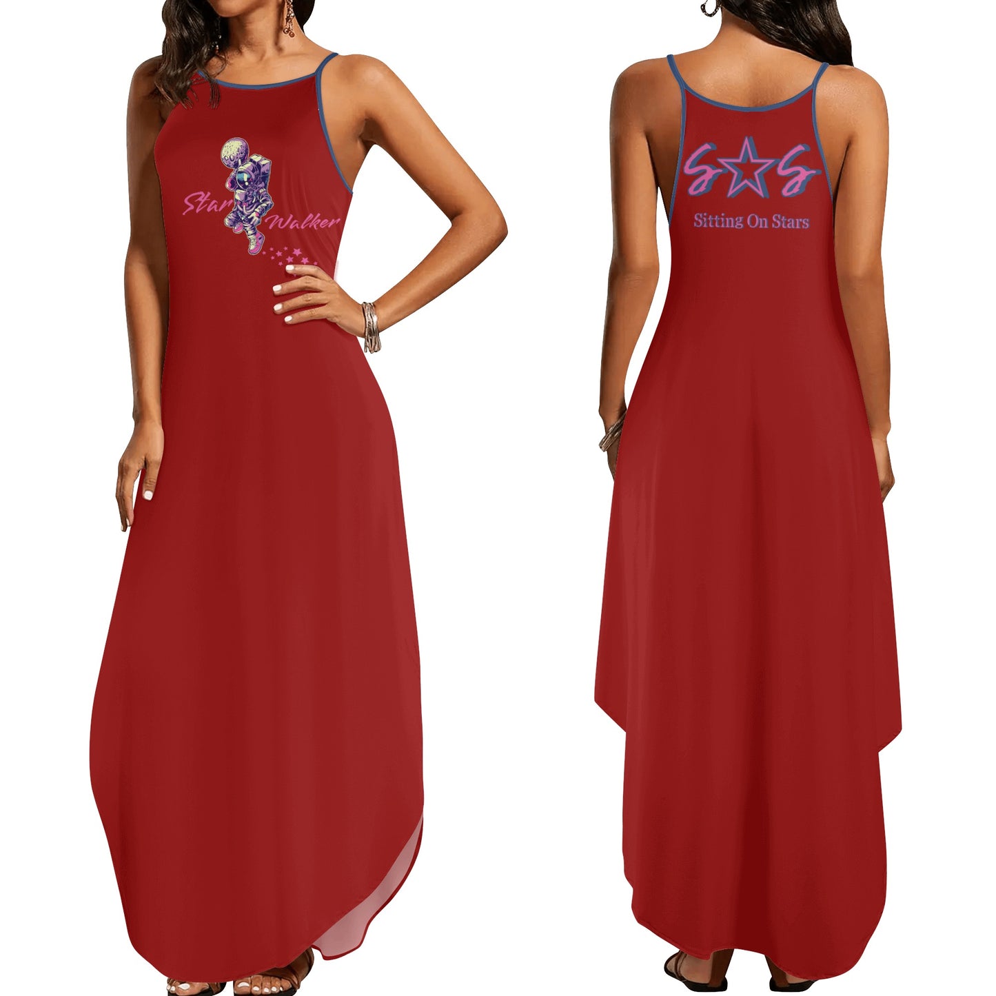 Star Walker 2.0 Womens Maroon Sleeveless Evening Dress