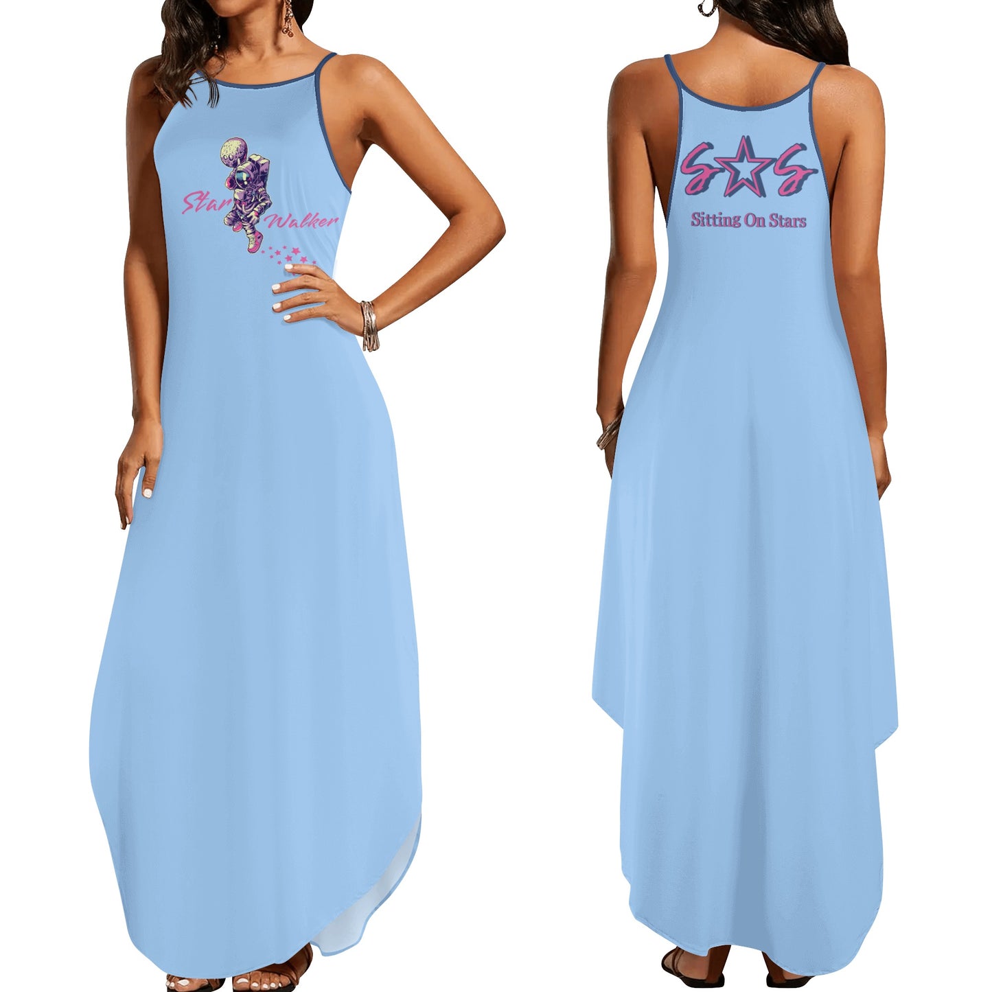 Star Walker 2.0 Womens Sky Blue Sleeveless Evening Dress