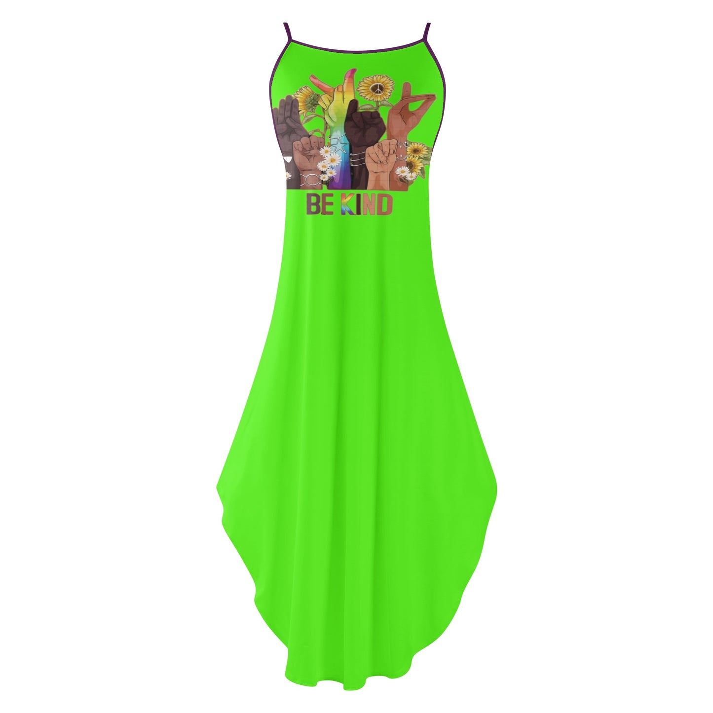 Be Kind (Pride Edition) Womens Goo Green Sleeveless Evening Dress