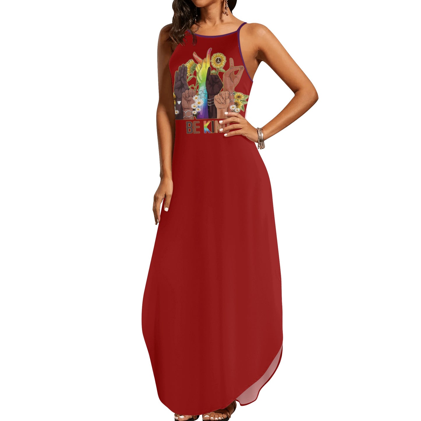 Be Kind (Pride Edition) Womens Maroon Sleeveless Evening Dress