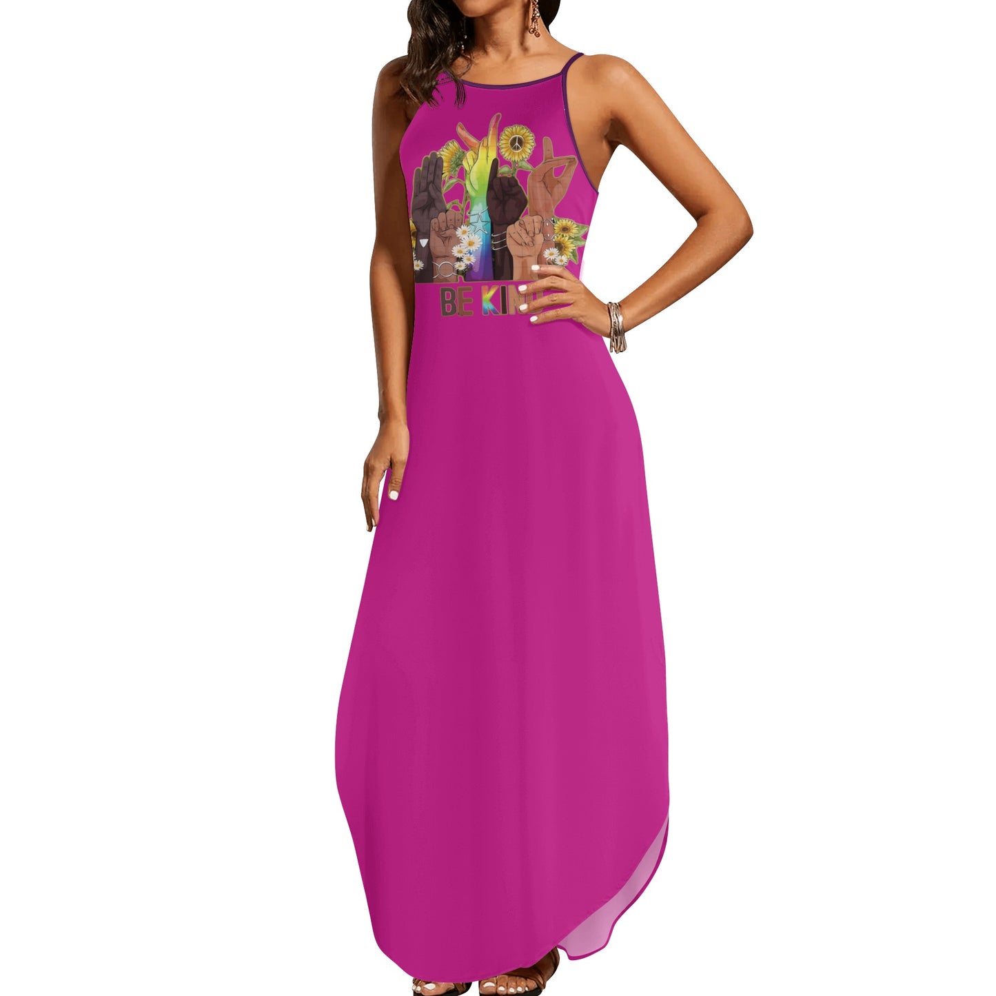 Be Kind (Pride Edition) Womens Purple Sleeveless Evening Dress