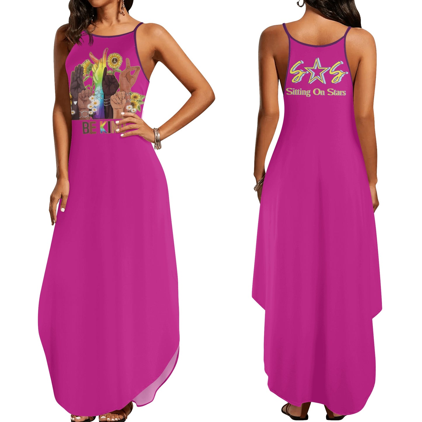 Be Kind (Pride Edition) Womens Purple Sleeveless Evening Dress